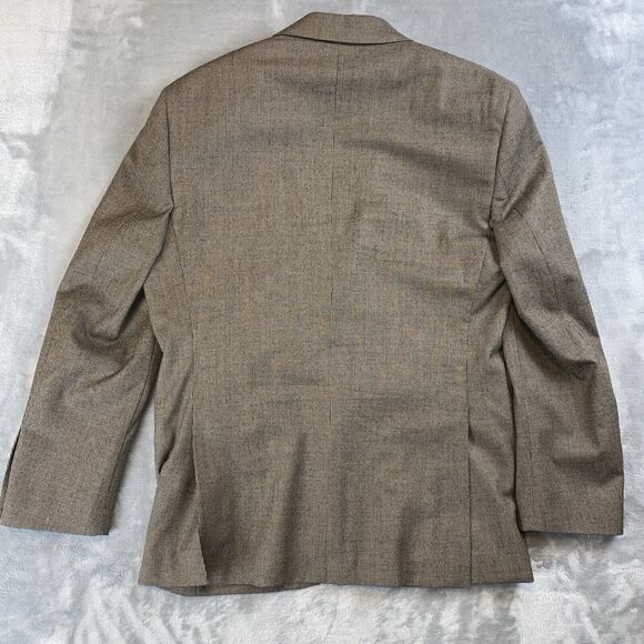 Jos. A. Bank Men's 40R Beige Tan Houndstooth Plaid Brown 2-Button Wool Blazer - Picture 9 of 9